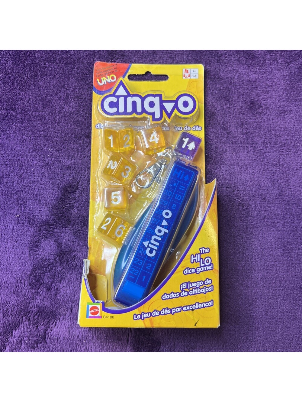 Mattel Cinq O Hi Lo Portable Travel Dice Game Key Chain 2003 UNO